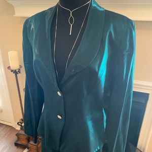 Alex Evenings vintage green‎ emerald 2 piece skirt church wedding suit